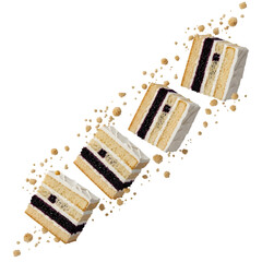 Sushi rolls with golden sparkles isolated on transparent background