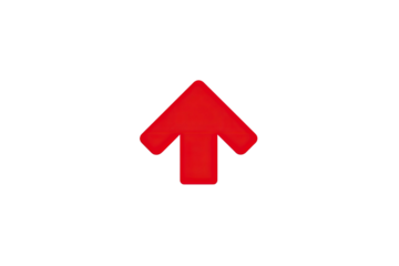 A vibrant, glossy red arrow pointing upwards, centered against a stark black background