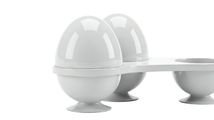 White Egg Cups with Eggs