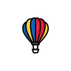 Fototapeta premium Graphic of a colorful air balloon against a stark black background