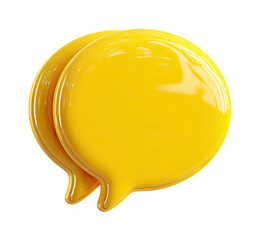 Glossy yellow speech bubbles overlapping, creating a 3D effect against a black background