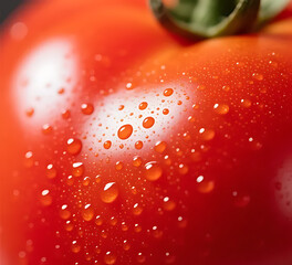 Macro close-up of tomato skin texture with natural shine