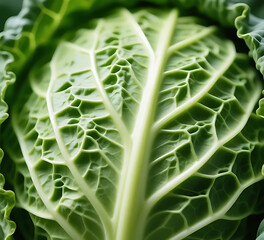 Macro close-up of cabbage leaf texture