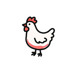 Adorable cartoon fowl with simplistic details, set against a black backdrop