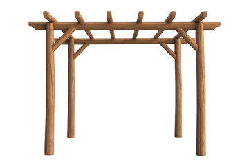 Wooden pergola structure with beams and posts wooden structure isolated on a transparent background