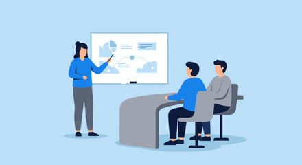 Business meeting with presentation and discussion.