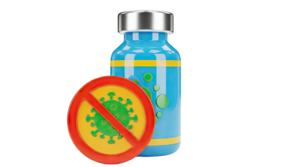 Vaccine bottle with no-COVID symbol