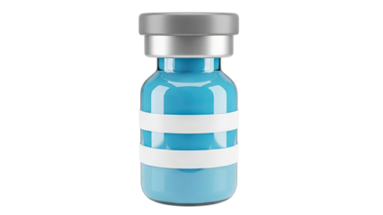 Blue Vaccine Vial with Silver Cap and White Bands