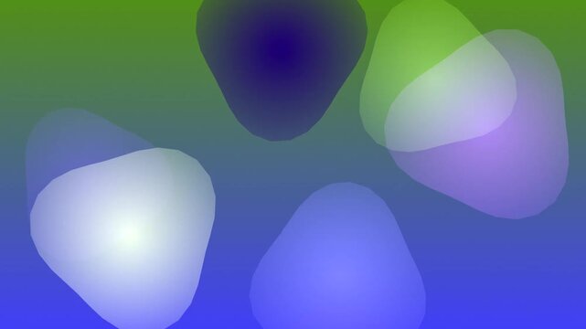 Colorful abstract shapes floating slowly.