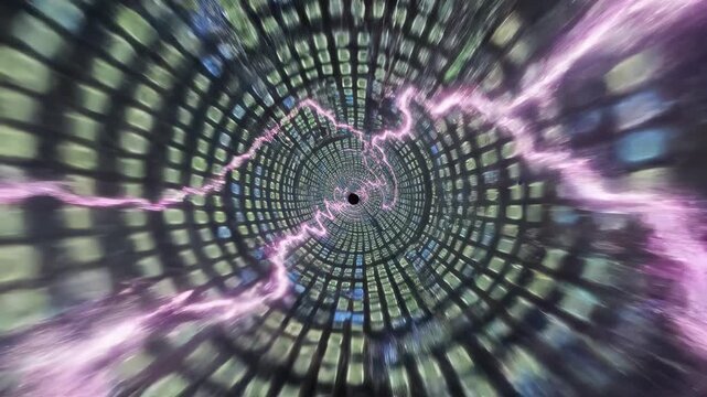 Abstract digital tunnel energy electricity light pattern technology futuristic vortex create dynamic swirling electric energy and light with futuristic pattern evoking movement and featuring vortex