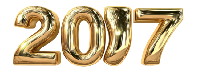 Shiny, golden 2017 text on a black background, perfect for a New Year's or celebratory image