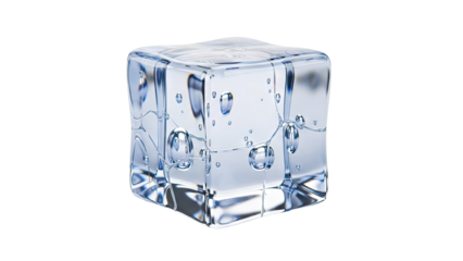 Clear Ice Cube with Bubbles