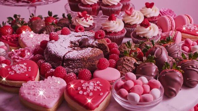 Valentines day dessert spread