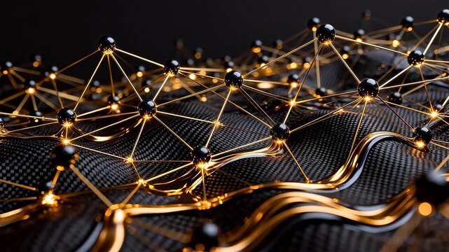 Abstract network of glowing nodes and connections