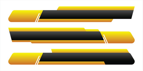 Collection of yellow and black lower third vector designs,