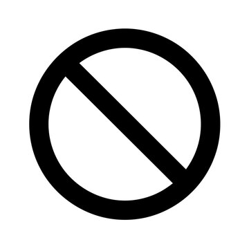 A circular symbol with a diagonal line through it indicating prohibition or rejection