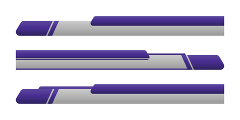 Set of lower third vector design background texture banner templates with black and purple color shape strips.