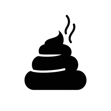 A black silhouette of a pile of poop with smoke rising