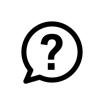 Black speech bubble icon with a question mark