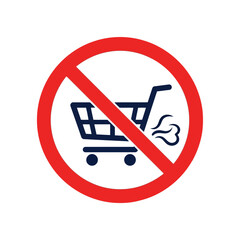 No shopping cart allowed sign with red circle