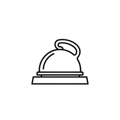Fototapeta premium A black line drawing of a covered serving dish on a platter