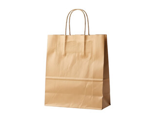 Simple brown paper bag with handles isolated on transparent background