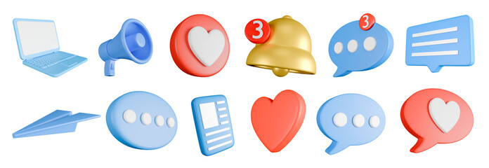 3D Social Media Icons for Digital Marketing and Online Engagement