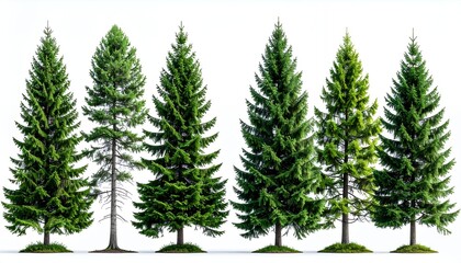 Fototapeta premium Diverse Evergreen Trees - A Collection of Coniferous Beauty in Nature.