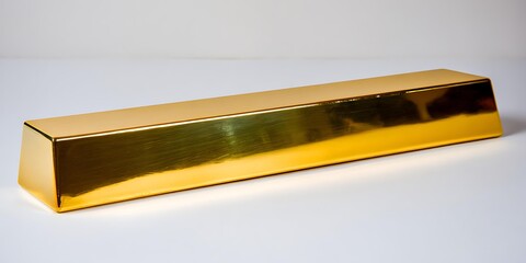 Gold bar with soft diffused light on white background wealth symbolism elegant composition calm confident mood, Realistic Photo