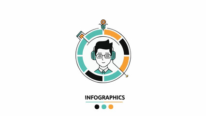 Infographic of a person with headphones and a microphone icon.