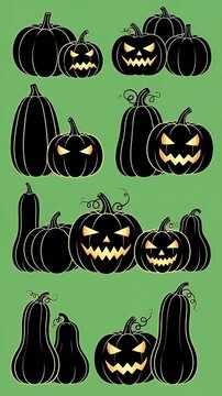 Spooky Jack O Lantern Pumpkin Silhouettes Halloween Footage