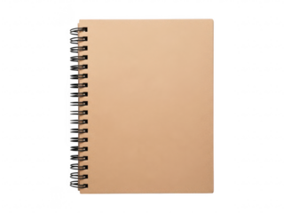 Blank spiral notebook against white background isolated on transparent background