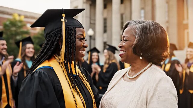 Graduation celebration mother and daughter
