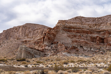 Fototapeta premium The Dove Spring Formation (formerly the Ricardo Formation), continental and lacustrine sediments containing lava flows and tuff. Red Rock Canyon State Park, Kern County, California. Mojave Desert.