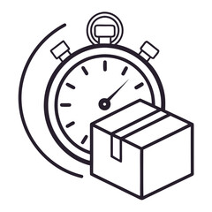 Obraz premium Express Delivery Icon - Stopwatch and Cardboard Box for Fast Shipping Service