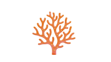 Orange Coral Branch with Yellow Dots