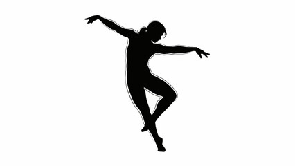 Silhouette of a female dancer in graceful pose. © Mawan