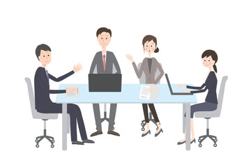 オフィスで会議をしている会社員たち