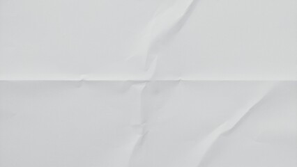Crumpled white paper texture with visible fold lines. Wrinkled folded paper sheet pattern. Clean...