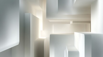 Fototapeta premium Abstract White 3D Cubes with Soft Lighting and Geometric Depth Modern Background