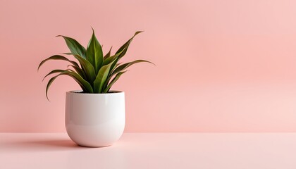 Obraz premium Two identical potted plants placed side by side against a pink background