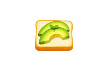 Avocado toast on bread slices with a small plant sprout, a healthy food icon or an app symbol for breakfast