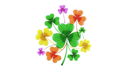 Colorful clover collection with a large green shamrock center