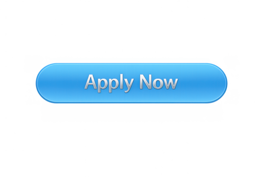 Apply now button with rounded corners, bright blue color for digital applications, web interfaces, and online forms - Powered by Adobe