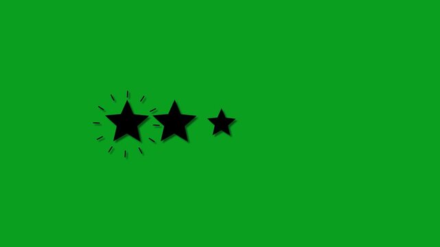 Five stars icon, black color five star icon animation on green background review, feedback, assessment, evaluation, five stars star rating icon concept 5 star