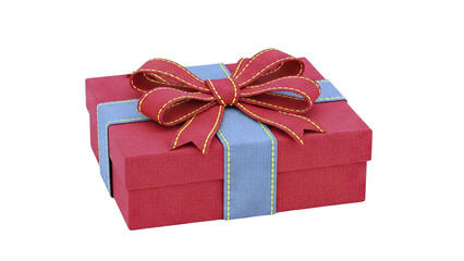 Obraz premium Red Gift Box with Red Bow and Grey Ribbon