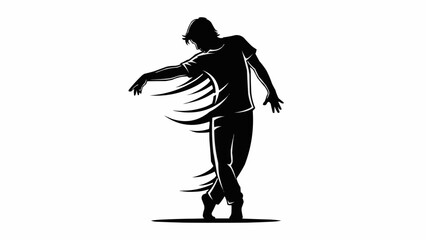 Silhouette of a male dancer in motion with flowing lines.