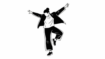 Silhouette of a person dancing with arms outstretched.