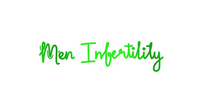 men infertility One line continuous animated typography intro outro animation video, hand drawn calligraphy monoline lettering vintage text on background single line art green type on white bg backdro