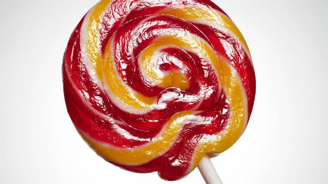 Swirling Lollipop: A close-up shot of a vibrant, swirled lollipop, offering a burst of color and a promise of sweet indulgence.